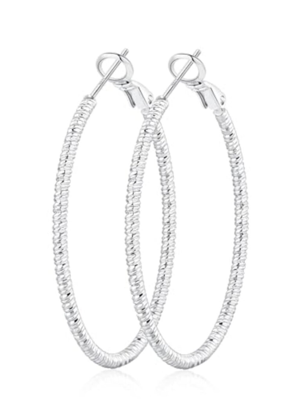 Sterling Silver Twisted Thin Hoop Earrings 925 Hypoallergenic Lightweight
